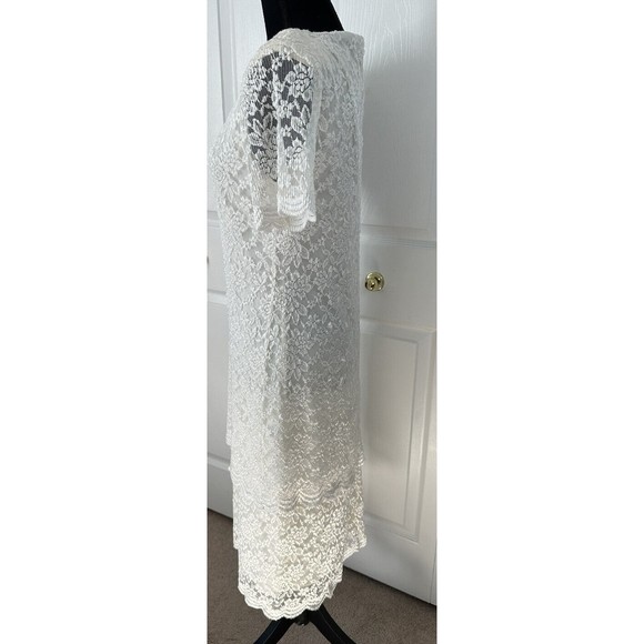 Teddi Dresses White Layered Lace Sheath Dress Short Sleeve Midi Formal Sz 10 EUC - Picture 3 of 6